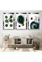 Triple Abstract Pattern Triple Mdf Table Set with Silver Mirrored Plexi Frame