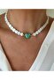 Green Murano Pearlescent Heart Necklace - 2