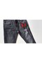Girl's Heart Jewelled Cotton Cotton Black Color Stretchy Jean Jeans Denim Trousers - 3