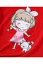Girl in Red Pink Dress and Cat Printed Children's Combed Cotton T-Shirt - 2