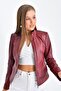 B-44 Women's Burgundy Leather Coat - 3