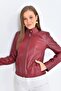 B-44 Women's Burgundy Leather Coat - 6
