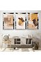 Triple Abstract Pattern Triple Mdf Table Set with Silver Mirrored Plexi Frame