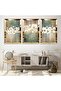 Gold Mirrored Plexiglass Framed Collage Drawing White Flower Triple Mdf Painting Set