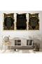 Gold Mirrored Plexiglass Framed Esmaül Hüsna, Ayetel Kursi, Fatiha Time Religious Triple Mdf Table Set