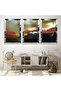 Triple Abstract Pattern Triple Mdf Table Set with Silver Mirrored Plexi Frame