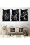 Silver Mirrored Plexiglass Framed Patterned Abstract Shapes Triple Mdf Table Set