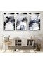 Triple Abstract Pattern Triple Mdf Table Set with Silver Mirrored Plexi Frame