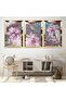 Gold Mirrored Plexiglass Framed Collage Drawing Flower Triple Mdf Painting Set