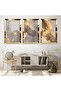Gold Mirrored Plexiglass Framed Collage Drawing Flower Triple Mdf Painting Set