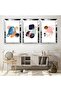 Triple Abstract Pattern Triple Mdf Table Set with Silver Mirrored Plexi Frame