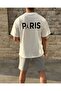 Plus Size Summer Paris Football Printed Crew Neck T-shirt Shorts Set - 3