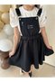 Girl's Short Balloon Sleeve Badi and Gabardine Gilet Dress - 3
