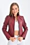B-44 Women's Burgundy Leather Coat