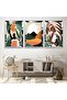 Triple Abstract Pattern Triple Mdf Table Set with Silver Mirrored Plexi Frame