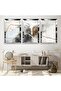 Triple Abstract Pattern Triple Mdf Table Set with Silver Mirrored Plexi Frame