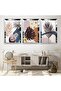 Triple Abstract Pattern Triple Mdf Table Set with Silver Mirrored Plexi Frame