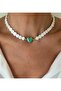 Green Murano Pearlescent Heart Necklace - 3