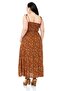 Large Size Rope Strap Brown Long Dress with Frill on the Chest and Elastic - 3