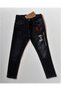 Girl's Heart Jewelled Cotton Cotton Black Color Stretchy Jean Jeans Denim Trousers - 2