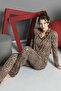 Women's Leopard Cotton Buttoned Pijama Set - 3