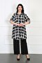 Women's Black Patterned Cotton Viscose Large Size Tunic