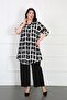 Women's Black Patterned Cotton Viscose Large Size Tunic - 3