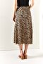 Women's Beige Leopard Slit Patterned Midi Skirt ETK-19000244 - 6