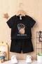 Children's Black Basketball Hoop Printed Shorts-T-Shirt Set