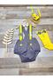Elephant Concept Baby Boy Gray Yellow Birthday Salopet - 4