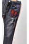 Girl's Heart Jewelled Cotton Cotton Black Color Stretchy Jean Jeans Denim Trousers - 4