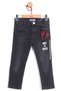 Girl's Heart Jewelled Cotton Cotton Black Color Stretchy Jean Jeans Denim Trousers