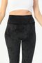 High Waist French Black Velvet Leggings - 3
