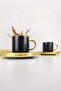 Kosovo Porcelain 2-Person Gilded Coffee Cup Set Black Gold - Ist-121 C320.049 - 2