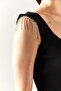 Women's Black Shoulder Chain Garnished Slit Mini Knitwear Dress ELB-19001905 - 5