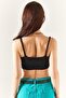 Women's Black Beaded Knitwear Crop Blouse BLZ-19002319 - 4