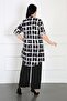 Women's Black Patterned Cotton Viscose Large Size Tunic - 4