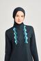 Green Lycra 5 Piece Hijab Swimsuit Set with Water Laser Cut Detail - 4
