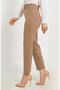 Large Size Balca Belt High Waist Narrow Leg Trousers - Milky Brown - 3