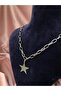 Jewelry Thick Paperclip Chain Single Star Necklace Silver Color - 2