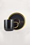 Kosovo Porcelain 2-Person Gilded Coffee Cup Set Black Gold - Ist-121 C320.049 - 3