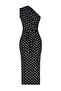Siyah Baskılı Fitted/Vücuda Oturan Tek Omuz Asimetrik Büzgü Detaylı Örme Kalem Elbise TWOSS23EL02182 - 8