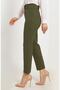 Large Size High Waist Skinny Leg Trousers with Balca Belt Gift - Khaki - 2