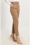 Large Size Balca Belt High Waist Narrow Leg Trousers - Milky Brown
