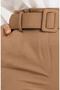 Large Size Balca Belt High Waist Narrow Leg Trousers - Milky Brown - 2