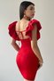 Atlas Fabric Backless Red Evening Dress with Sleeve Detail and Chest Padding Graduation Dress 163 - 6