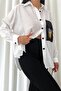 Women's White New Season Design Wide Oversize Shirt - 4