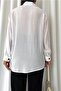 Women's White New Season Design Wide Oversize Shirt - 7