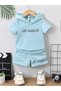 Los Angeles Printed Summer Hooded T-shirt Shorts Kids Set