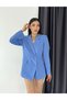 Linen Double Breasted Blazer Jacket Blue - 2